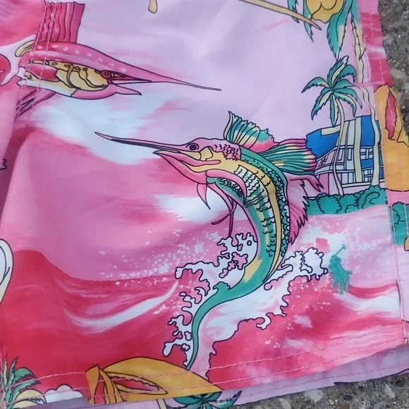 Polo Ralph Lauren Pink Lobster Fish Swim Trunks 5 Boys Vacation - Picture 2 of 7